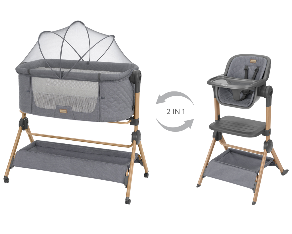 KIKKA BOO SLEAT ME 2U1 NOĆNI KREVETIĆ+HRANILICA,GREY