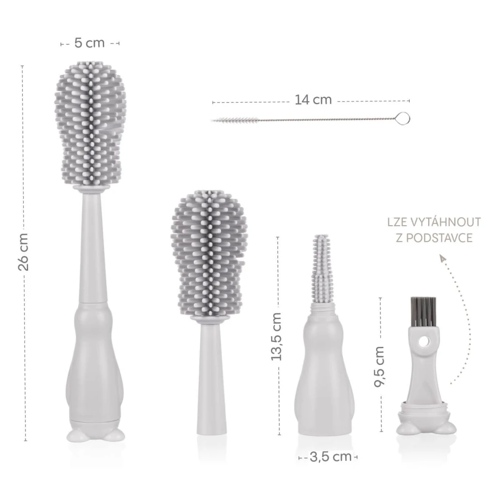 ZOPA SILIKONSKA ČETKA DA DJEČJE BOČICE 3U1,LIGHT GREY