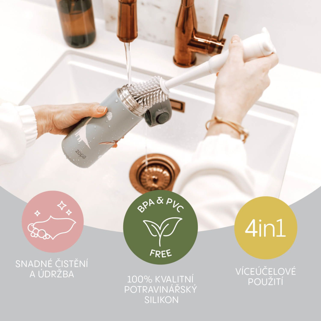 ZOPA SILIKONSKA ČETKA DA DJEČJE BOČICE 3U1,LIGHT GREY