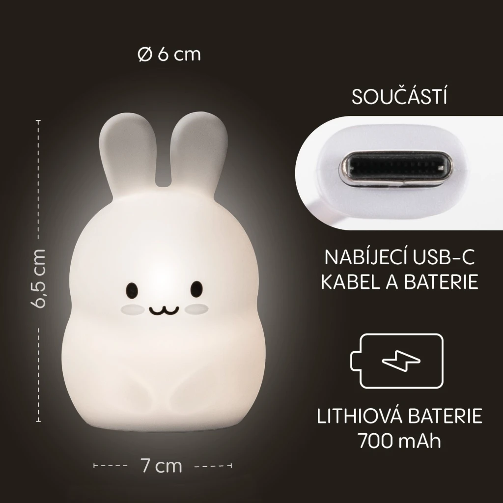 ZOPA SILIKONSKA LED LAMPA VEL.M,RABBIT