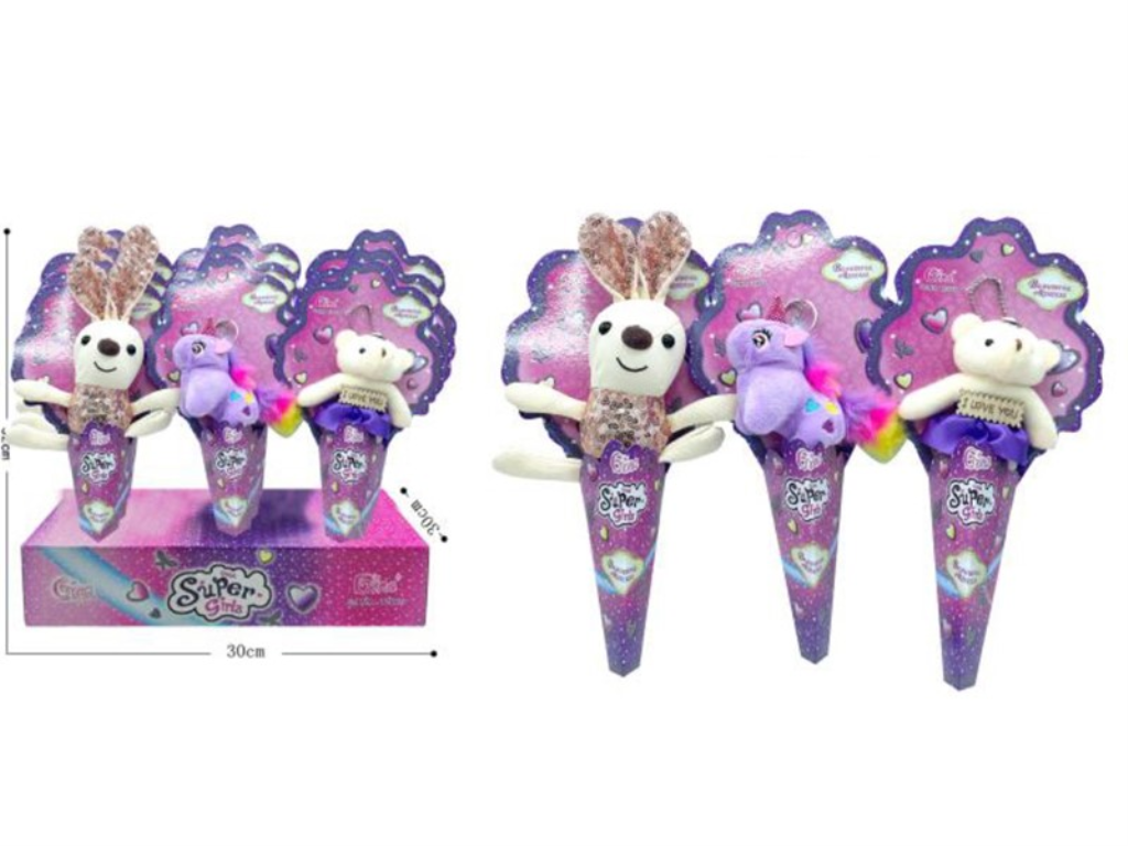 PLIŠ U KORNETU 22CM TŠ.