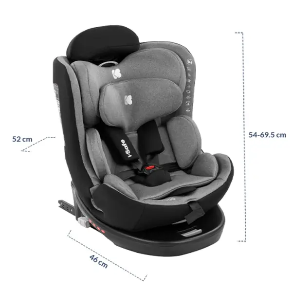 AUTOSJEDALICA KIKKA BOO 40-150CM,I-SAFE I-SIZE DARK GREY