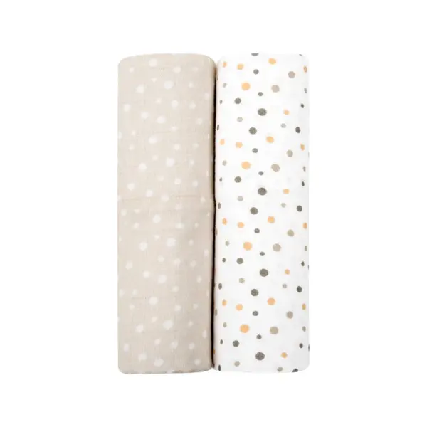 KIKKA BOO MUSLIN SET ZA POVIJANJE 2KOM 80/80CM,DOTS BEIGE