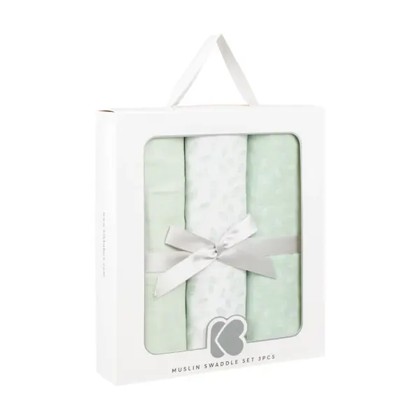 KIKKA BOO MUSLIN SET ZA POVIJANJE 3KOM 80/80CM,LEAVES MINT