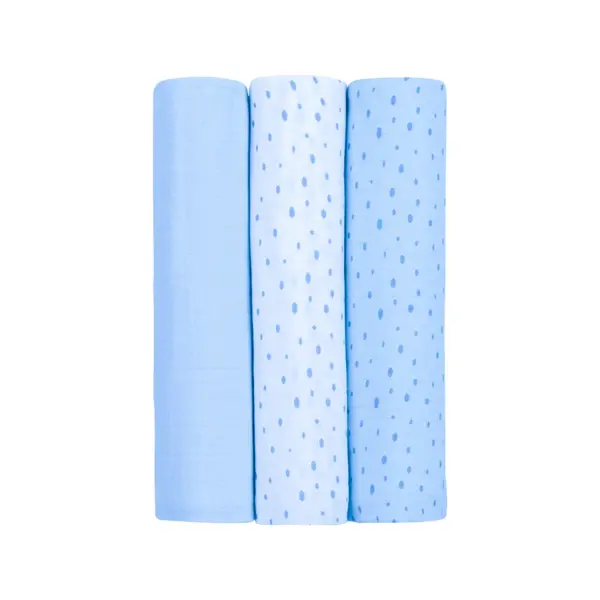 KIKKA BOO MUSLIN SET ZA POVIJANJE 3KOM 80/80CM,DOTS BLUE
