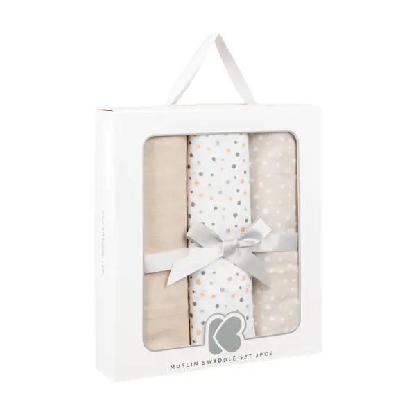 KIKKA BOO MUSLIN SET ZA POVIJANJE 3KOM 100/100CM,DOTS BEIGE