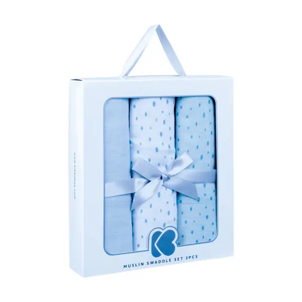 KIKKA BOO MUSLIN SET ZA POVIJANJE 3KOM 100/100CM,DOTS BLUE