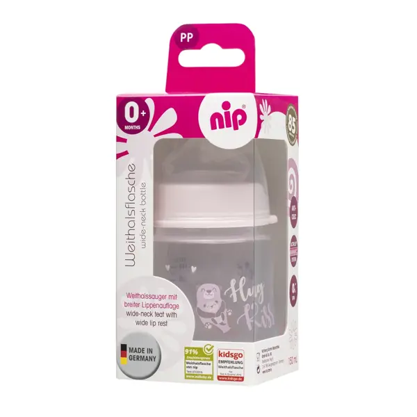 NIP PP BOČICA ŠIROKO GRLO,150ML,VEL.0+,FLOW S, GIRL