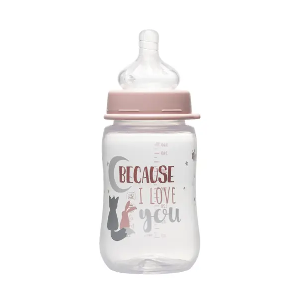 NIP PP BOČICA ŠIROKO GRLO, 260ML, VEL.0+, FLOW M, GIRL