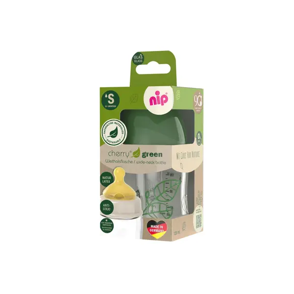 NIP CHERRY GREEN STAKLENA BOČICA ŠIROKO GRLO,120ML,VEL.0+,FL