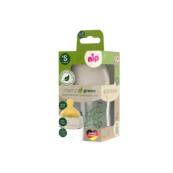NIP CHERRY GREEN STAKLENA BOČICA ŠIROKO GRLO,120ML,VEL.0+,FL