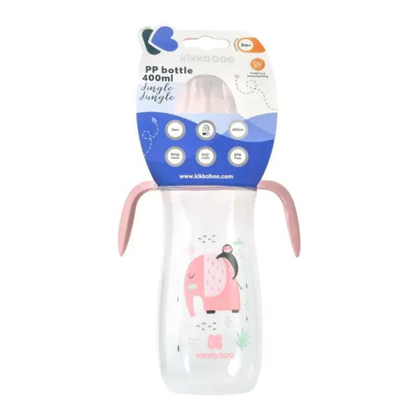 KIKKA BOO PP BOCA ZA HRANJENJE 400ML,JINGLE JUNGLE,PINK