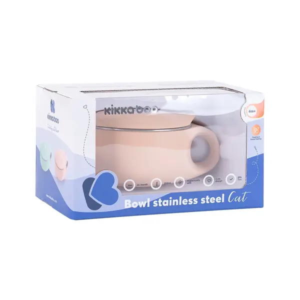 KIKKA BOO POSUDA OD NEHRĐAJUĆEG ČELIKA 200ML,CAT PINK