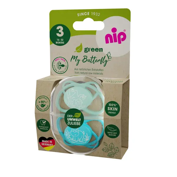 NIP BUTTERFLY GREEN SILIK.,VEL.3,16-36MJ