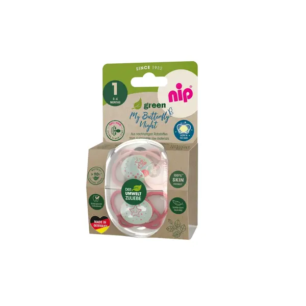 NIP BUTTERFLY NIGHT GREEN,SILIK.,VEL.1,0-6MJ