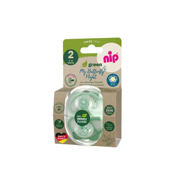 NIP BUTTERFLY NIGHT GREEN SILIK.,VEL.2,5-18MJ