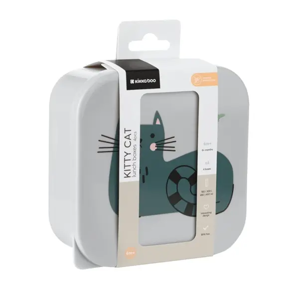 KIKKA BOO PP KUTIJE ZA RUČAK 4KOM,KITTY CAT GREY