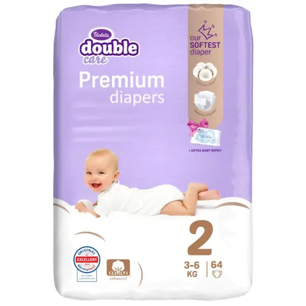 VIOLETA DOUBLE CARE COTTON PREMIUM PELENE VEL.2(3-6KG)64KOM