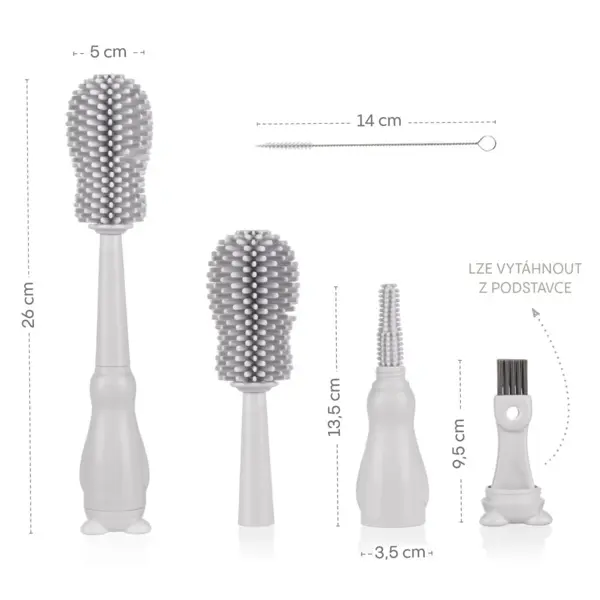 ZOPA SILIKONSKA ČETKA DA DJEČJE BOČICE 3U1,LIGHT GREY