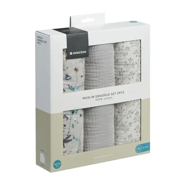 KIKKA BOO MUSLIN PELENE,SET 3 KOM,100X100CM,DREAMY FIELDS GR