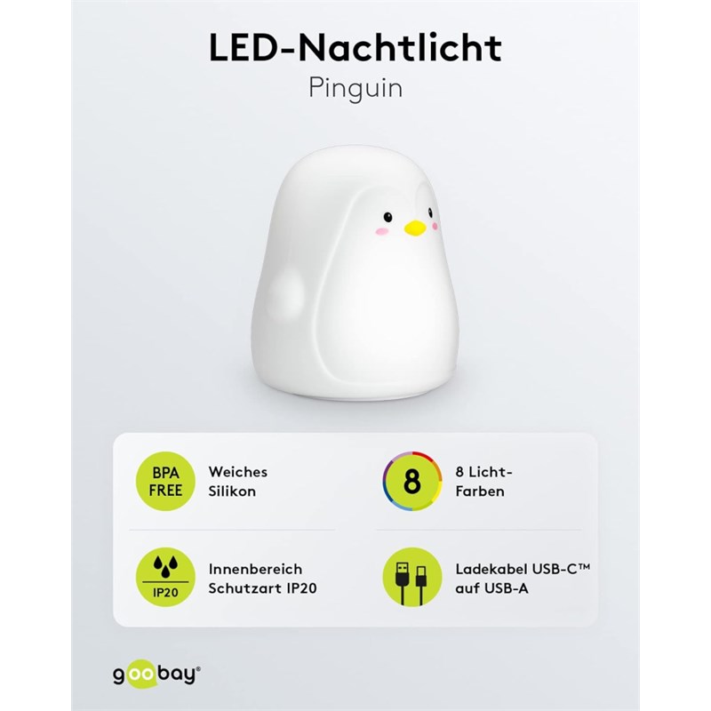 LED LAMPA PINGVIN,7 BOJA,PUNJIVA BATERIJA,TOUCH SENZOR