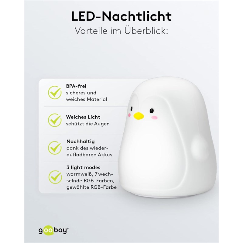 LED LAMPA PINGVIN,7 BOJA,PUNJIVA BATERIJA,TOUCH SENZOR