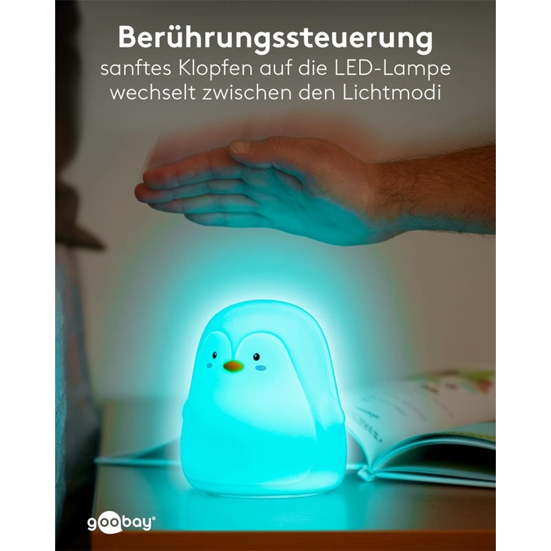 LED LAMPA PINGVIN,7 BOJA,PUNJIVA BATERIJA,TOUCH SENZOR